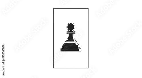 Black Pawn Chess Piece Icon on White Background, Minimalist Design