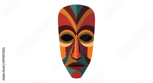 Colorful African Tribal Mask Isolated on White Background