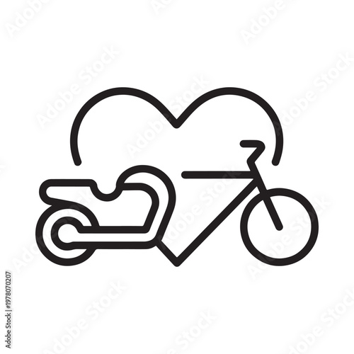 A minimalist line drawing of a bicycle forming a heart shape