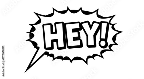 Comic Book Speech Bubble "HEY!" - Retro Pop Art Style
