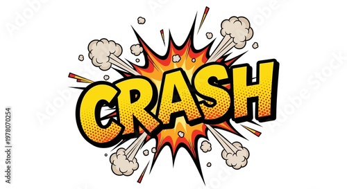 Comic Book Style "Crash" Explosion with Smoke