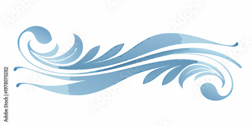 Abstract watercolor swirl design in shades of blue and light teal