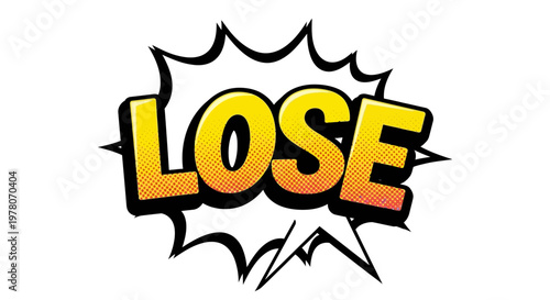 Comic Book Style LOSE Word with Explosion Effect