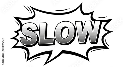 Canvastavla Comic Book Style SLOW Word Burst, Retro Pop Art, Graphic Element