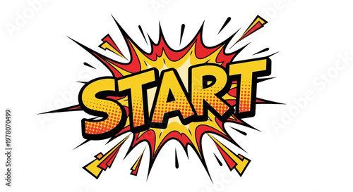 Comic Book Style "START" Burst Explosion - Beginning, Motivation, Action
