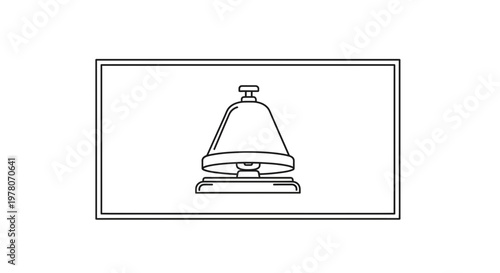 Vintage Service Bell Icon, Hotel Reception Desk Call Button, Vintage Style Line Art