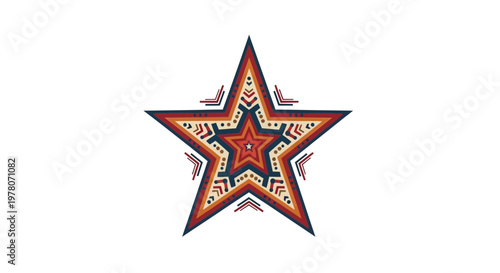 Ethnic Star Ornament, Geometric Pattern, Tribal Design, Southwestern Style, Isolated