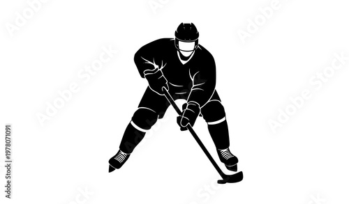 Photography Ice hockey player silhouette vector action full isolated on white