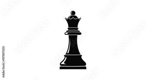 A stark black silhouette depicts a chess queen showcasing its iconic crown and form high quality