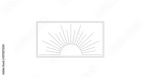 Sunrise Abstract Graphic - Sunburst Rays Emerging from Horizon Line