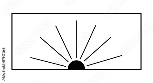 Sunrise Bursting Through Horizon, Abstract Sun Rays, Minimalist Graphic
