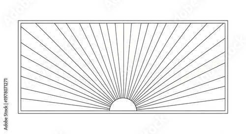 Sunrise Geometric Pattern, Sunburst Rays, Minimalist Design, Abstract Background