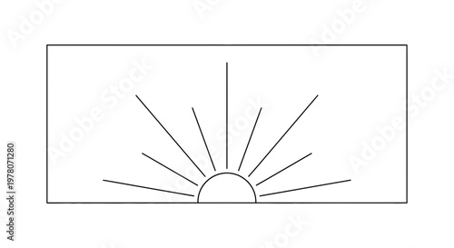 Sunrise Graphic Element: Sun Rising Over Horizon with Radiant Rays