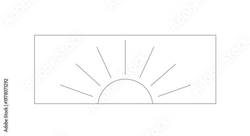 Sunrise Graphic Icon: Sun Rising Over Horizon with Rays of Light