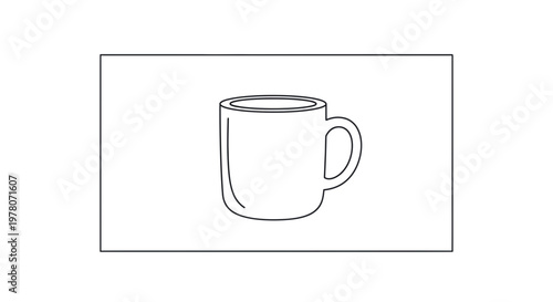 Simple Line Drawing of a Coffee Mug on White Background