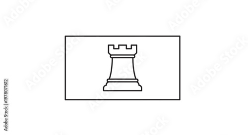 Simple Line Drawing of a Chess Rook Piece on a White Background