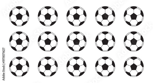 Collection of sport balls and puck for design isolated on white background set of icons.
