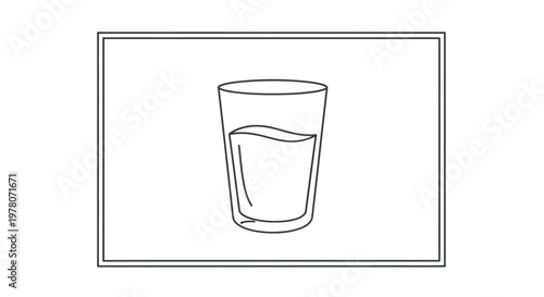 Simple line drawing of a glass of water, clean and refreshing.