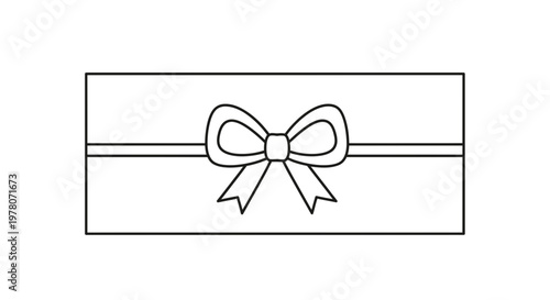 Simple Line Drawing of a Gift Box with a Bow