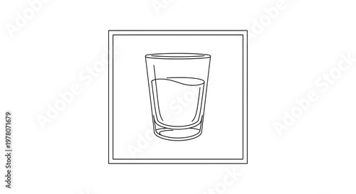 Simple Line Drawing of a Glass of Water
