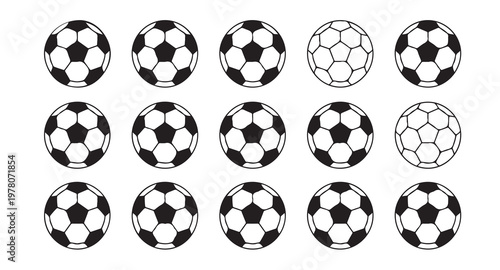 Soccer ball icon vector set in flat design on transparent background for sports and games.