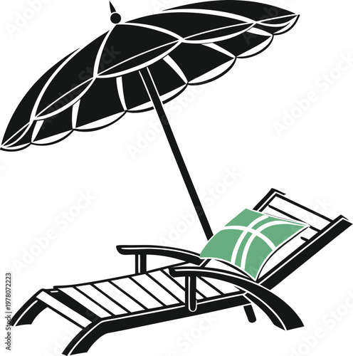 chaise lounge and umbrella