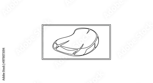 Raw Beef Steak Outline Icon, Meat Cut Diagram, Butcher Shop Emblem