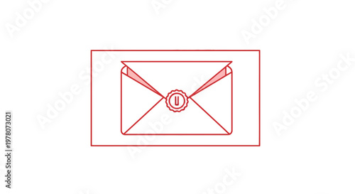 Red Envelope Icon with Wax Seal Stamp, Email Symbol, Message Notification