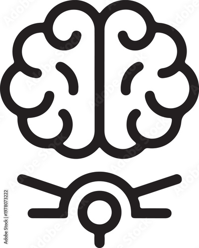 Simple line art illustration of a brain and an eye looking sideways