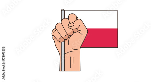 Fist holding Polish flag, symbol of patriotism and national pride