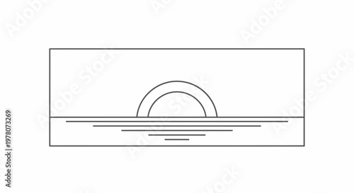 Minimalist Sunrise Over Calm Water, Simple Line Art Horizon