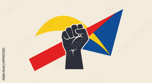 Fist Raised Upward Arrow Symbolizing Revolution, Progress, and Unity