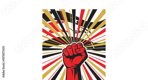 Fist Raised Up, Symbol of Power and Revolution, Graphic Design