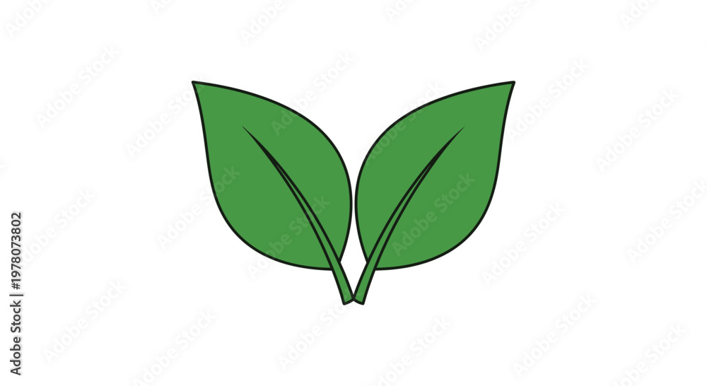 Obraz premium Green Leaves Icon, Symbol of Nature, Growth, and Sustainability