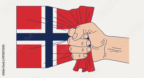 Hand Crushing Norway Flag with Needles, Symbolizing Pressure and Pain