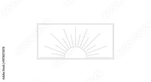 Minimalist Sunrise Icon with Rays of Light, Geometric Sunburst Emblem, Simple Line Art