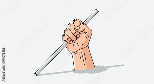 Hand Gripping Metal Rod Symbolizing Strength, Determination, and Resilience