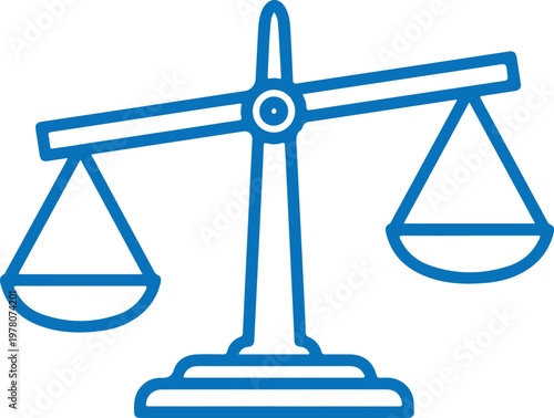 Justice scale flat line icon. balance symbol. equal weight. legal law judgment. equality measurement