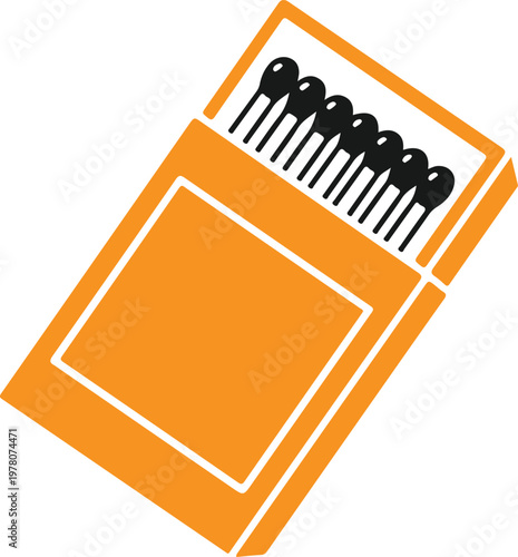 Matchbox with matches, fire starter tool, ignition equipment, safety matchbox illustration, emergency fire concept