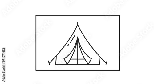 Minimalist Line Art Icon of a Bell Tent for Camping and Outdoor Adventures