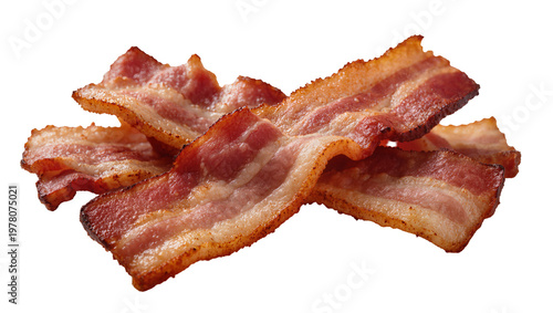 Foto Crispy brown bacon strips stacked together