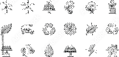 gradient background halftone pixeleted bitmap dither energy ecology nature environment solar wind recycle water leaf