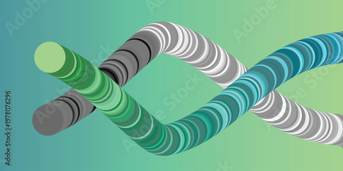 Abstract DNA double helix illustration with gradient background genetics abstract molecule