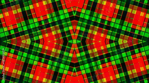 Abstract Red and Green Plaid Geometric Pattern Backdrop