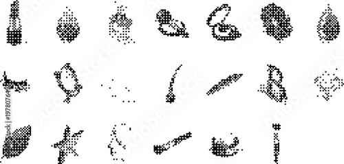 Cosmetics Pixeled Bitmap Halftone Dotted Dither Vector Pattern Icon Illustration Background Texture Overlay