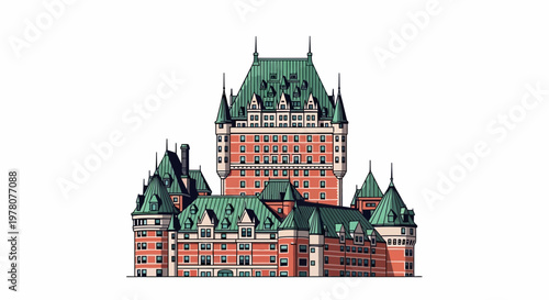 Fairmont Le Chateau Frontenac Quebec City Landmark Illustration