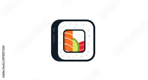 Fresh Sushi Roll Icon Vector Illustration