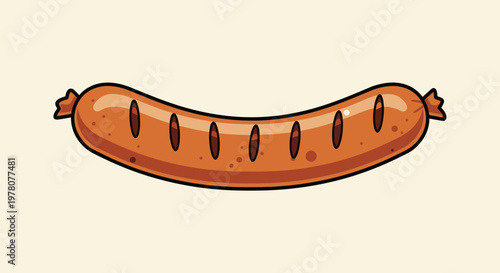 Grilled Sausage Icon - Vector Illustration