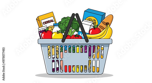 Groceries in Shopping Basket - Healthy Food, Fresh Produce, and Essentials