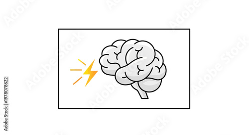 Brain with a lightning bolt, symbolizing idea, creativity, energy, and thinking